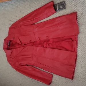 Pamela McCoy leather trench coat